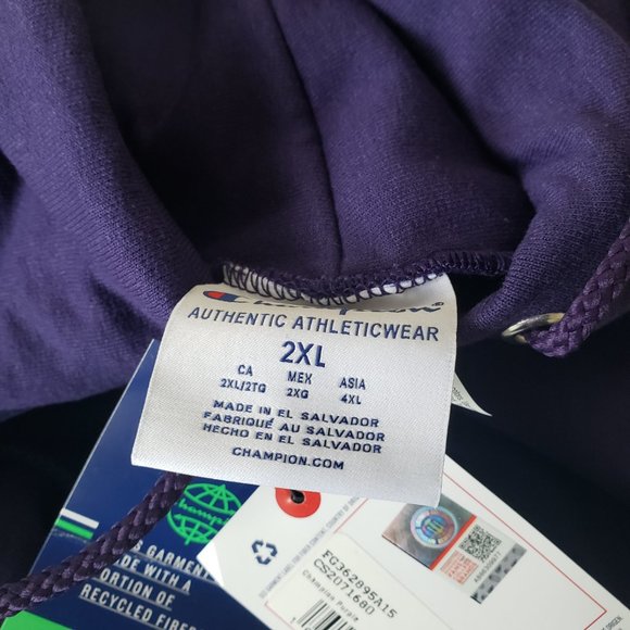 Champion LSU Tigers Hoodie Sweatshirt Mens XXL 2XL Eye Logo NCAA Purple NWT - Picture 7 of 9